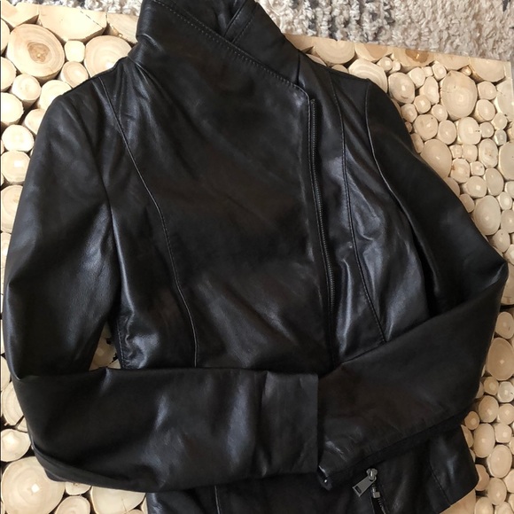 Aqua Black real Leather Jacket XS - Picture 4 of 16